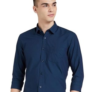 Amazon Brand - Symbol Men's Solid Cotton Slim Fit Formal Shirt | Plain | Full Sleeve