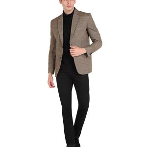 ESSENTIELE Men's Camel Tweed Casual and Festive Blazer