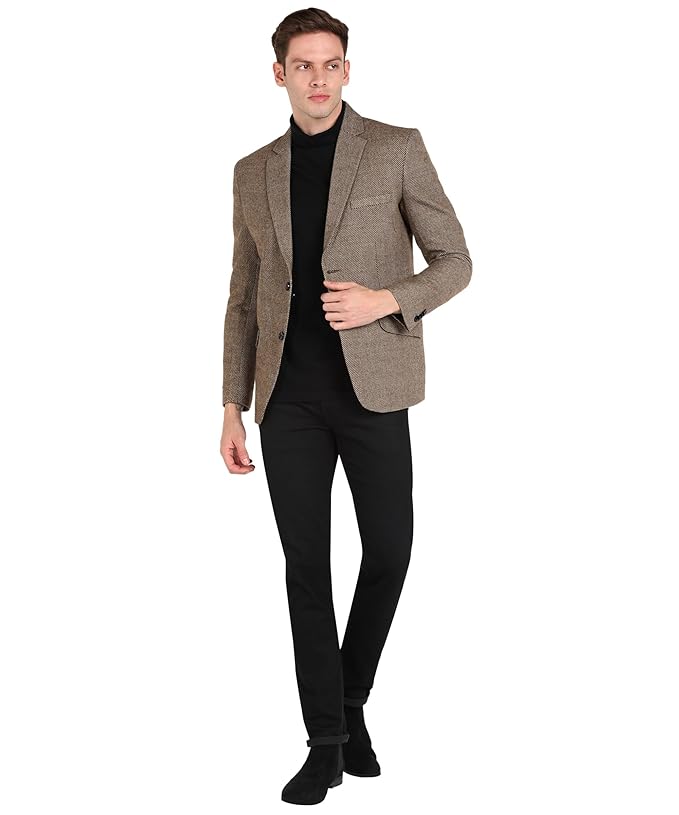 ESSENTIELE Men’s Camel Tweed Casual and Festive Blazer